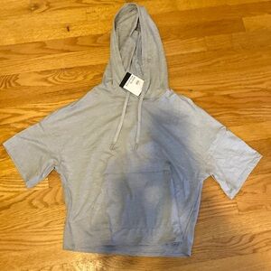 Senita Sunset Cropped Short Sleeve Hoodie - Heathered Grey - Size XS - NWT